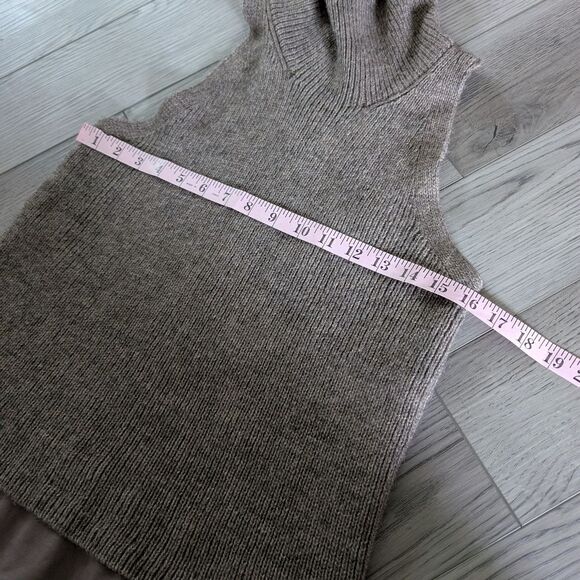 Kaufman Franco Knit Brown Wool Alpaca Turtleneck Sleeveless Zipper Top Size L - Picture 7 of 8